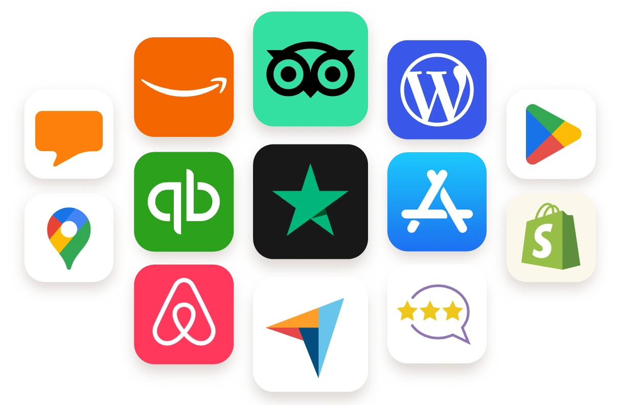 Reviewflowz supports every review platform, from Google and Trustpilot to Tripadvisor, Amazon and the app stores